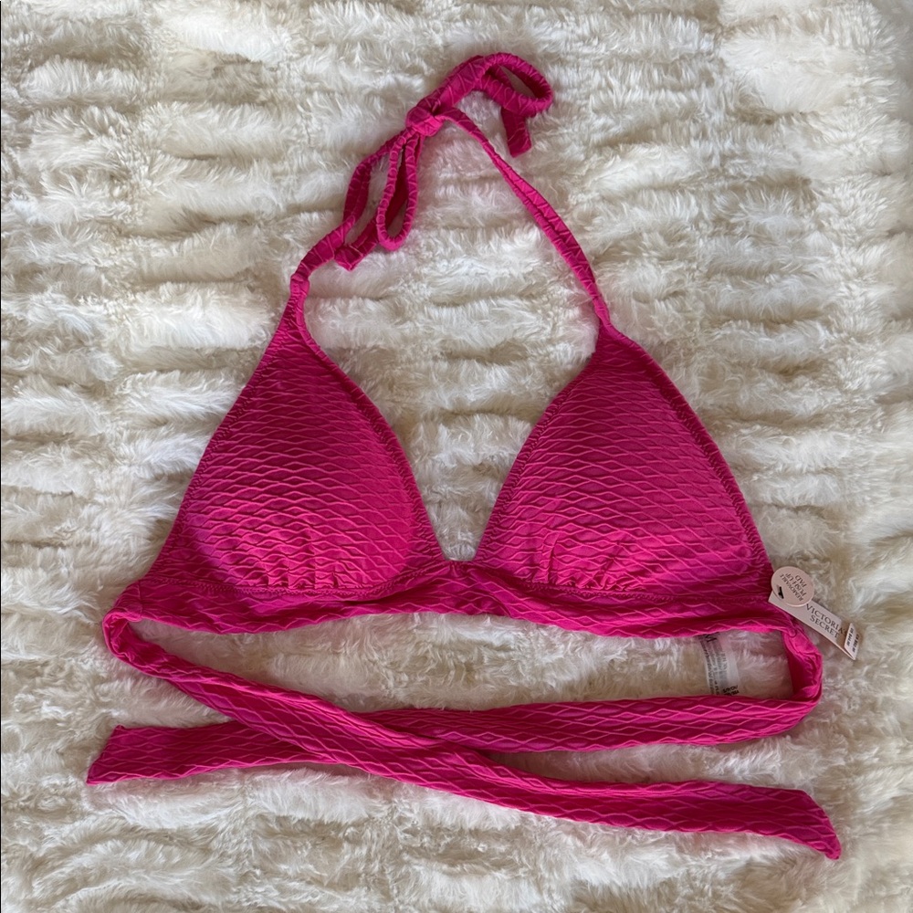 Victoria's Secret Hot Pink Textured Triangle Bikini Top